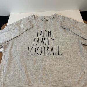 Rae Dunn Light Gray Sweatshirt - Faith Family Football Women’s Size Large
